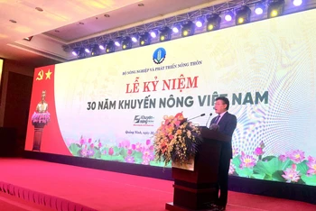 Giám đốc Trung tâm Khuyến nông quốc gia Lê Quốc Thanh phát biểu tại lễ kỷ niệm.