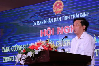 Đồng chí Nguyễn Quang Hưng, Phó Chủ tịch Thường trực Ủy ban nhân dân tỉnh Thái Bình khẳng định chính quyền luôn đồng hành với cộng đồng doanh nghiệp. (Ảnh: Mai Tú)