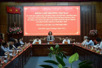 Đồng chí Trương Thị Mai phát biểu chỉ đạo tại buổi làm việc với Ban Thường vụ Tỉnh ủy Điện Biên.