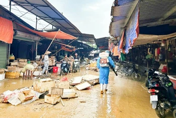 Toàn bộ các vùng bị lũ lụt, nhà cửa người dân, trường học, công sở bị ngập, nơi tập trung đông người, chợ trên địa bàn tỉnh Thái Nguyên đều được phun khử khuẩn để phòng ngừa dịch bệnh.