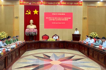 Buổi làm việc của Tổ công tác Đề án 06 của Chính phủ tại Ninh Bình. (Ảnh: Yến Trinh)