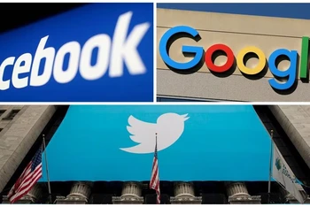 Logo của Facebook, Google và Twitter. Ảnh: Reuters.