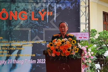 Thượng tướng Nguyễn Văn Rinh phát biểu tại Triển lãm “Da cam - Lương tri và Công lý” Kon Tum 2022.