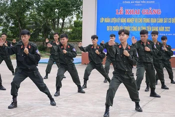 Lực lượng Cảnh sát cơ động biểu diễn võ thuật Công an nhân dân. 