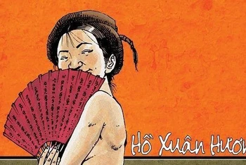 Nữ sĩ Hồ Xuân Hương trong tranh minh họa sách: Hồ Xuân Hương tác phẩm và lời bình. (Ảnh: VOV)
