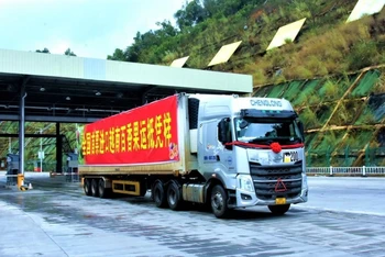 Xe chở lô hàng chanh leo đầu tiên của Việt Nam xuất khẩu sang Trung Quốc. (Ảnh: chinanews.com)