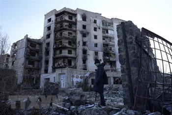 Các tòa nhà bị phá hủy tại Borodianka, Ukraine. (Ảnh: AFP/TTXVN)