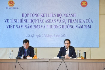 Thứ trưởng Ngoại giao Đỗ Hùng Việt chủ trì cuộc họp. (Ảnh: Bộ Ngoại giao)
