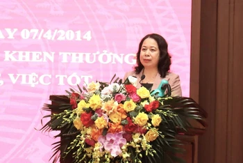 Phó Chủ tịch nước Võ Thị Ánh Xuân phát biểu tại hội nghị.