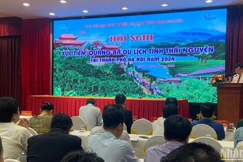 Hội nghị xúc tiến, quảng bá du lịch tỉnh Thái Nguyên diễn ra vào chiều 11/4 tại Hà Nội. (Ảnh: NGỌC KHÁNH)