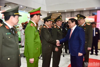 Thủ tướng Phạm Minh Chính tới dự Hội nghị Công an toàn quốc lần thứ 79. (Ảnh: Trần Hải)