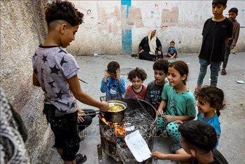 Trẻ em tại Rafah, Dải Gaza, ngày 31/10/2023. Ảnh: AFP/TTXVN