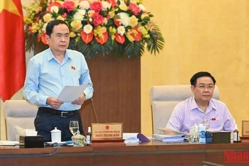 Phó Chủ tịch Thường trực Quốc hội Trần Thanh Mẫn điều hành nội dung phiên họp. (Ảnh: Duy Linh)