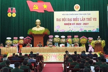Toàn cảnh Đại hội Đại biểu Hội Cựu chiến binh tỉnh Kon Tum lần thứ 7, nhiệm kỳ 2022-2027.
