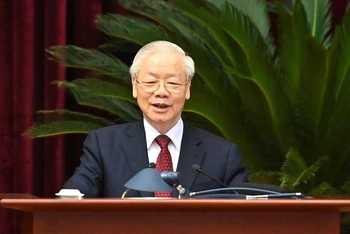 Tổng Bí thư Nguyễn Phú Trọng phát biểu chỉ đạo hội nghị. (Ảnh: ĐĂNG KHOA)