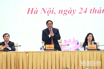 [Ảnh] Thủ tướng Phạm Minh Chính dự Hội nghị triển khai công tác y tế năm 2023. 