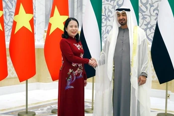 Phó Chủ tịch nước Võ Thị Ánh Xuân và Tổng thống UAE Sheikh Mohamed bin Zayed Al Nahyan. (Ảnh: TTXVN)