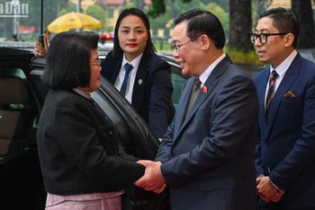 [Ảnh] Chủ tịch Quốc hội Vương Đình Huệ hội đàm với Chủ tịch Quốc hội Campuchia Samdech Khuon Sudary