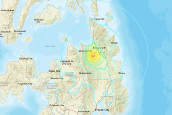 Vị trí xảy ra trận động đất ở Philppines. (Nguồn: USGS)