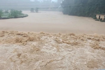 Lũ đổ về dâng cao ở một số sông, suối trên địa bàn huyện Bình Liêu, Quảng Ninh.