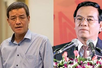 Cựu Bí thư Tỉnh ủy Đồng Nai Trần Đình Thành (phải) và cựu Chủ tịch UBND tỉnh Đồng Nai Đinh Quốc Thái trước thời điểm bị bắt tạm giam.