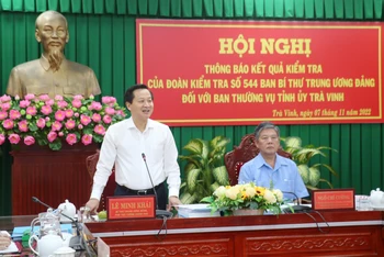 Đồng chí Lê Minh Khái, Bí thư Trung ương Đảng, Phó Thủ tướng Chính phủ phát biểu chỉ đạo tại Hội nghị.