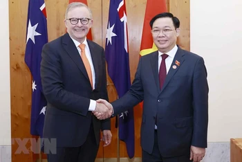 Chủ tịch Quốc hội Vương Đình Huệ hội kiến Thủ tướng Australia Anthony Albanese. 