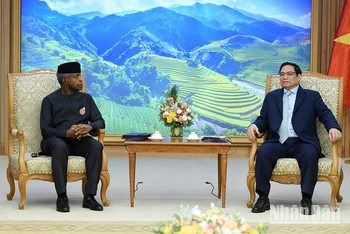 Thủ tướng Phạm Minh Chính tiếp Phó Tổng thống Nigeria Yemi Osinbajo. 