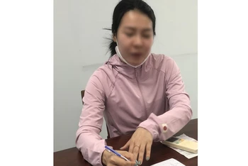 Phạm Thị Huỳnh Như tại cơ quan điều tra. (Ảnh do Công an cung cấp)
