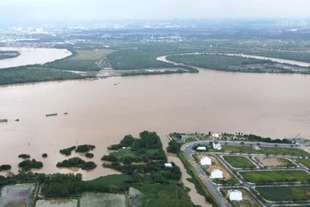 Khu vực xây dựng cầu Nhơn Trạch kết nối giữa Đồng Nai và Thành phố Hồ Chí Minh.