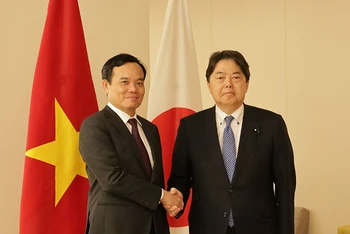 Phó Thủ tướng Trần Lưu Quang gặp Bộ trưởng Ngoại giao Nhật Bản Hayashi Yoshimasa.