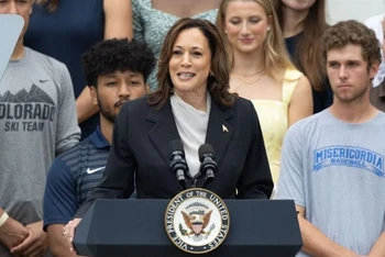 Phó Tổng thống Mỹ Kamala Harris phát biểu tại Washington, D.C. ngày 22/7/2024. (Ảnh: THX/TTXVN)