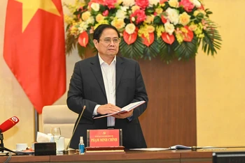Thủ tướng Phạm Minh Chính phát biểu ý kiến tại hội nghị. (Ảnh: DUY LINH)