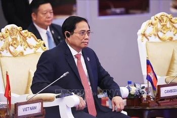 Thủ tướng Phạm Minh Chính tham dự buổi đối thoại cùng lãnh đạo các nước. (Ảnh: TTXVN)