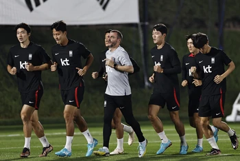 Đội tuyển Hàn Quốc tích cực chuẩn bị cho trận đấu mở màn với Uruguay tại World Cup 2022. (Ảnh: Reuters)
