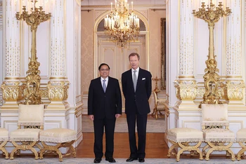 Thủ tướng Chính phủ Phạm Minh Chính hội kiến Đại Công tước Luxembourg Henri. (Ảnh: TTXVN)