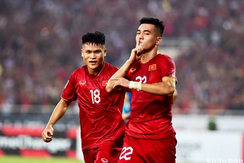 Tiến Linh ghi bàn mở tỷ số cho đội tuyển Việt Nam ở phút 24. (Ảnh: TRẦN HẢI)