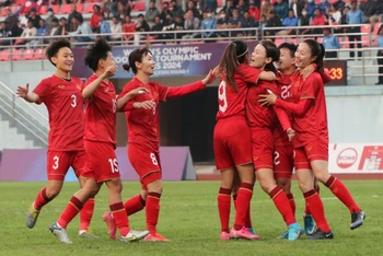 Hải Yến ghi 2 bàn thắng cho đội tuyển nữ VIệt Nam. (Ảnh: ANFA)