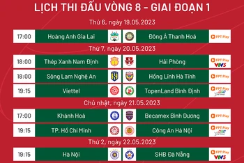 Lịch thi đấu vòng 8 V-League: Tâm điểm với Thanh Hóa gặp Hoàng Anh Gia Lai
