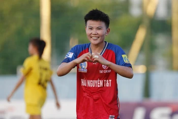 Bích Thùy thi đấu ấn tượng dưới màu áo Thái Nguyên T&T. (Ảnh: VFF)