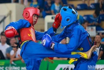 Các vận động viên nhí tranh tài bộ môn Vovinam tại Hội khỏe Phù Đổng toàn quốc lần thứ 10 năm 2024. 