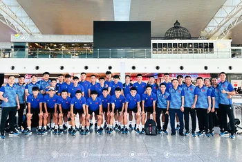 Đội tuyển U22 Việt Nam lên đường sang Trung Quốc tham dự giải giao hữu quốc tế CFA Team China 2024. (Ảnh: VFF)