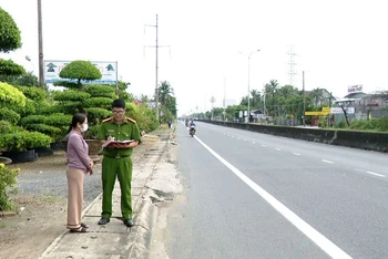 Hiện trường vụ cướp giật tài sản của bà Lê Thị Ngộ tại phường 4, thị xã Cai Lậy (Tiền Giang).