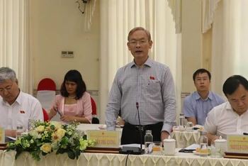 Chủ nhiệm Ủy ban Tài chính, Ngân sách của Quốc hội Nguyễn Phú Cường phát biểu tại buổi làm việc.