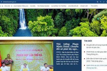 Giao diện mới của trang thông tin điện tử Tổng cục Du lịch.