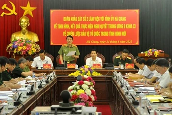 Thượng tướng Lương Tam Quang, Thứ trưởng Bộ Công an phát biểu tại buổi làm việc.