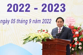 [Ảnh] Thủ tướng Phạm Minh Chính dự Lễ khai giảng năm học 2022-2023 tại Trường Tiểu học Đoàn Thị Điểm