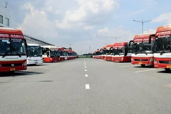 Khu vực hoạt động xe khách liên tỉnh tại Bến xe Miền Đông mới (thành phố Thủ Đức).