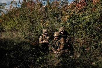 Binh sĩ Ukraine làm nhiệm vụ tại vùng Donetsk, ngày 12/10/2022. (Ảnh: AFP/TTXVN)