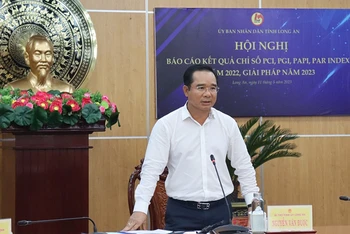 Bí thư Tỉnh ủy Long An Nguyễn Văn Được phát biểu chỉ đạo tại hội nghị.